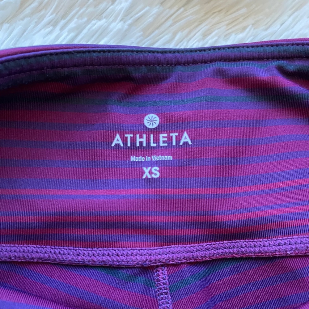 ATHLETA Colorblock Purple Striped Chaturanga Leggings 349333 Extra Small XS - Picture 6 of 11